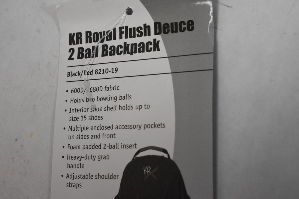 KR Strikeforce Royal Flush Deuce 2 Ball Bowling Backpack One Size Black & Red