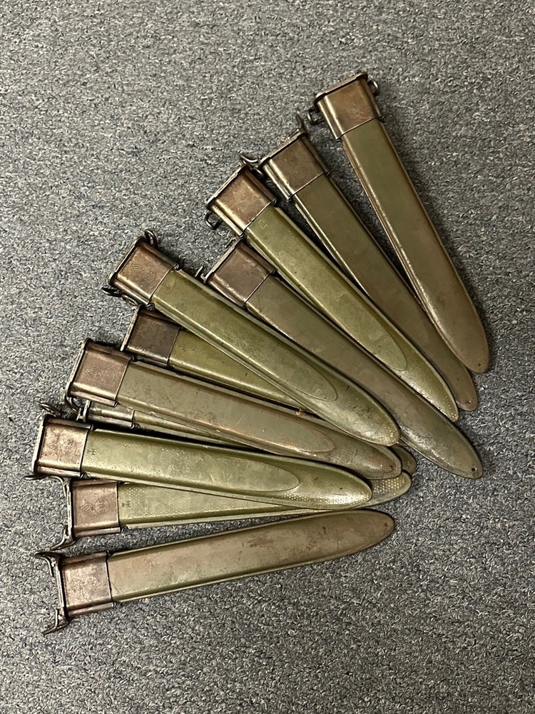 SCABBARD FOR 10" BLADE GARAND BAYONET MARKED "E-US".