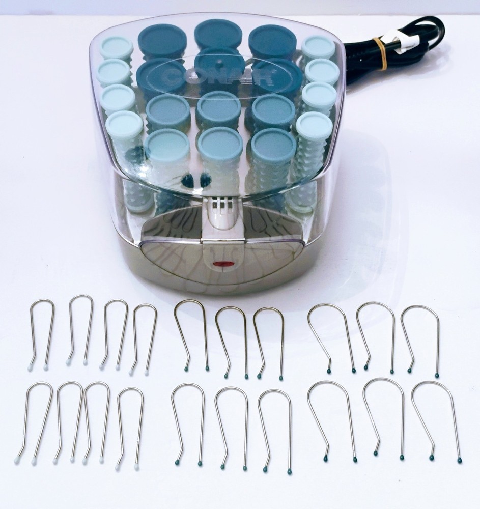 Conair Hot Rollers Compact Curls & Waves Curlers 20 Multi Size Rollers And Clips