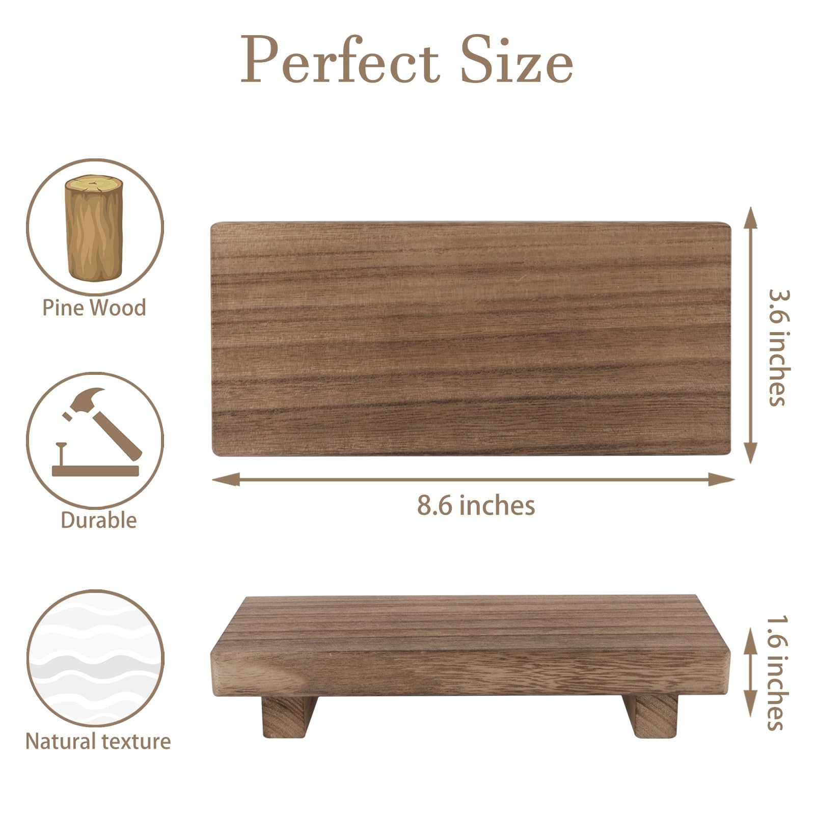 zoocatia Small Wood Tray Pedestal Stand Farmhouse Bathroom Decor Decorative Wood