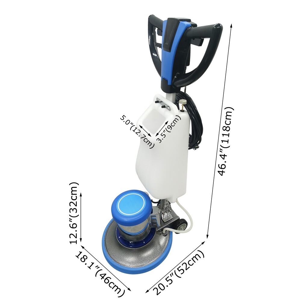17" Multi-functional Floor Scrubber Buffer Heavy Duty Polisher Machine 1.5HP