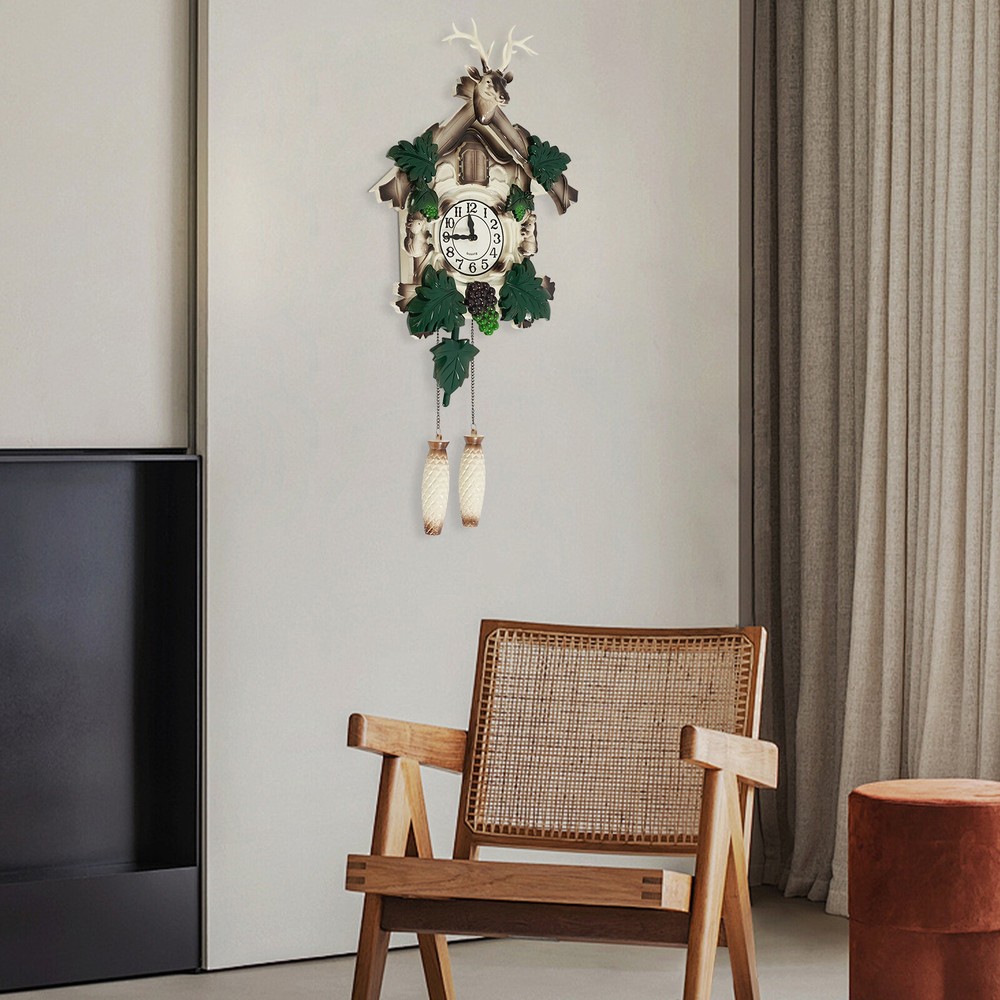 White Wall-mounted Clock Battery Powered Wall Clock Antler Shape Retrol Clock