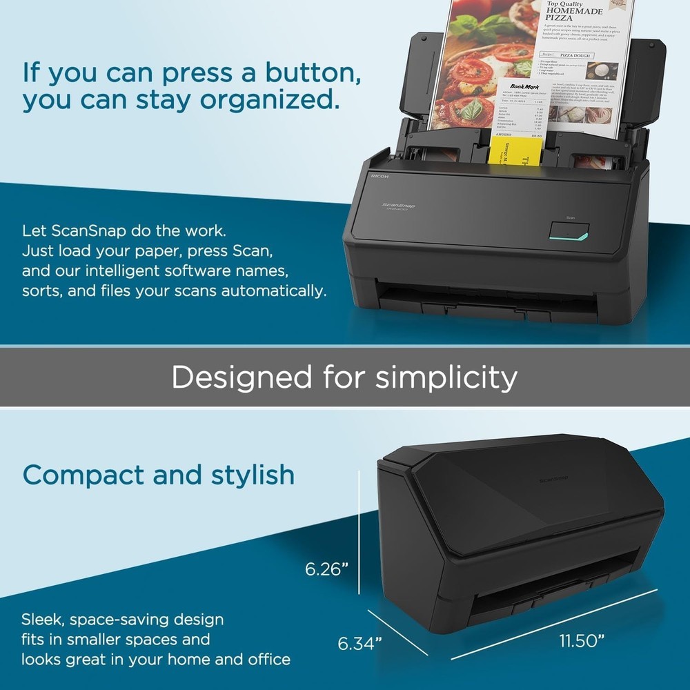 ScanSnap iX2400 High-Speed Document Scanner 100-Sheet ADF for Mac/PC Black