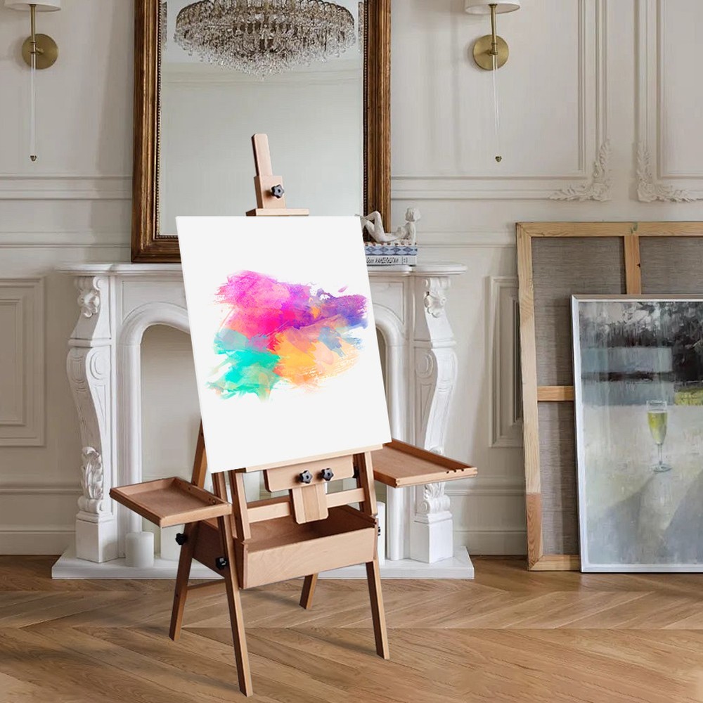Beech Multifunctional Easel Foldable Flat Easel Drawing Board Easel for Painting