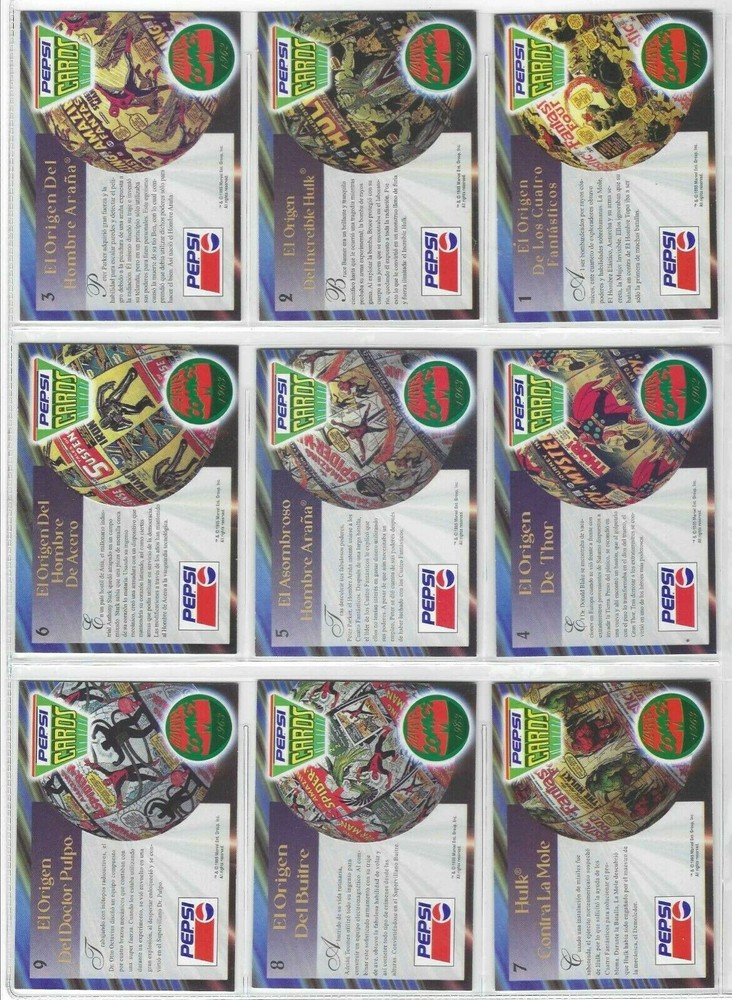 1995 Marvel Pepsicards Binder + Full Set Basic + Specials + Holograms Reprint #1