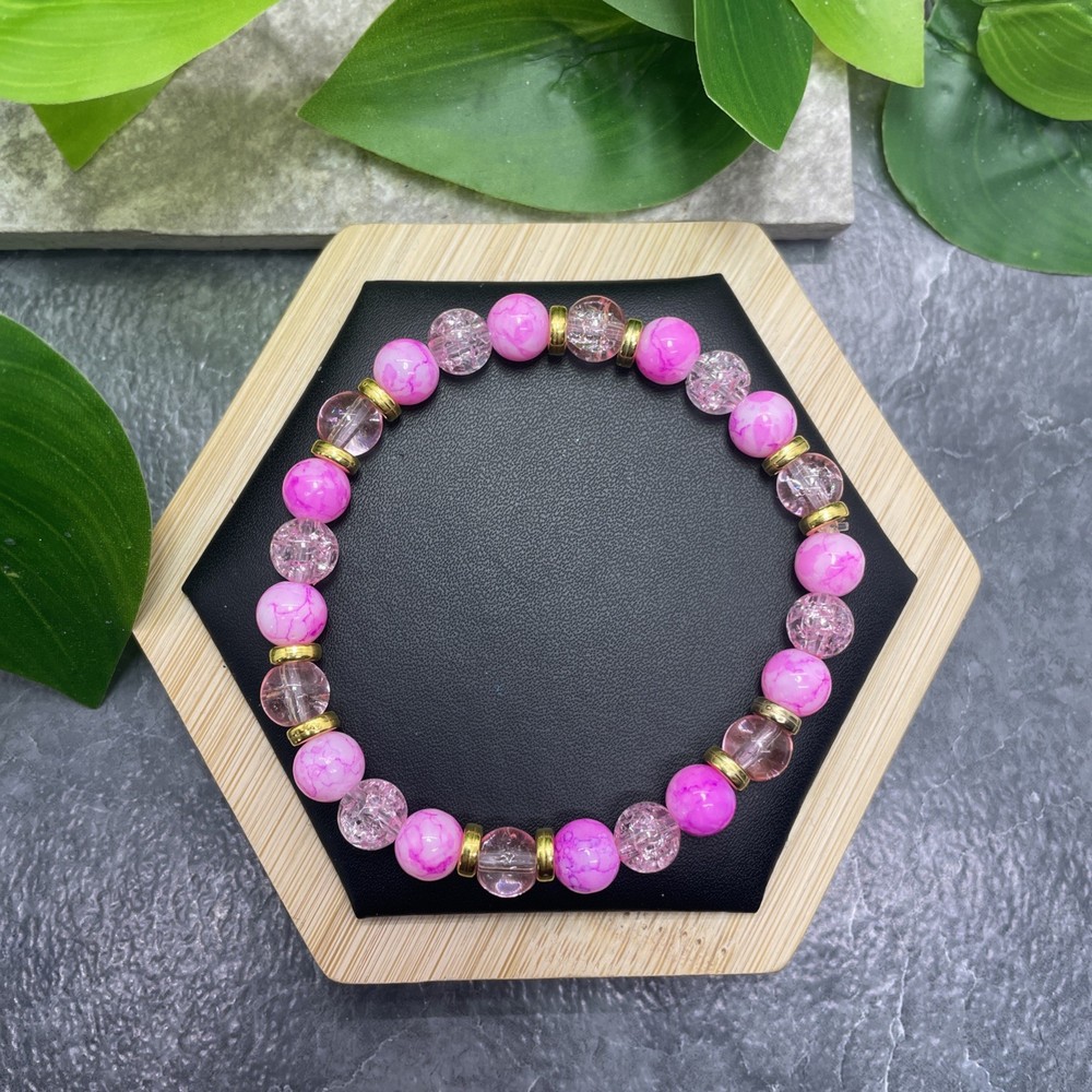 Handmade Bead Beaded Stackable 7.5” Plus Stretch Bracelet New Free Ship C1507