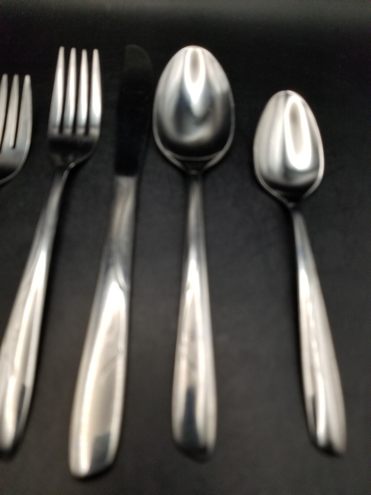 Vtg MCM 5 piece place set Onieda spring leaf silverware/ flatware