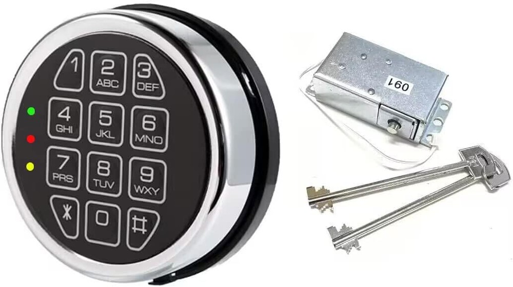 Gun Safe Lock Replacement with 2 Master Keys Chrome Digital Keypad DIY Safe Lock