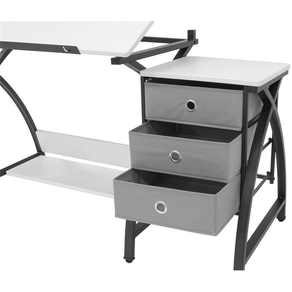 Studio Designs Comet Center Plus Drawing Table with Stool in Black and White