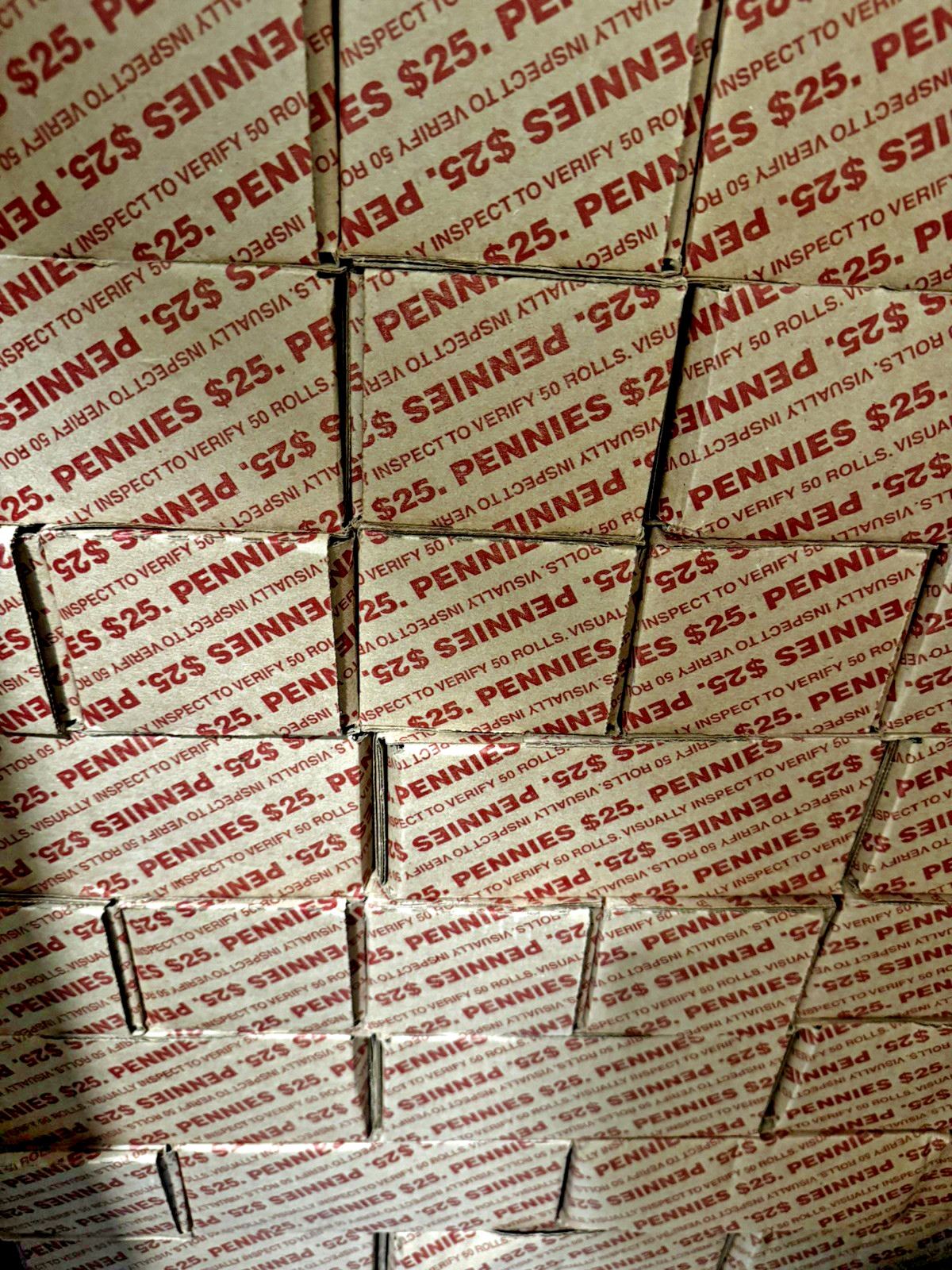 BANK SEALED Penny Box-50 Rolls ($25 Face) Unsearched Bank Find