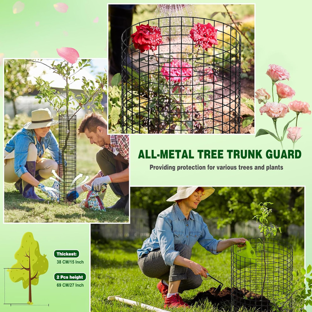 8 Pcs Metal Tree Trunk Protector Guard, 48" Mesh Tree Guards Trunk Protector wit