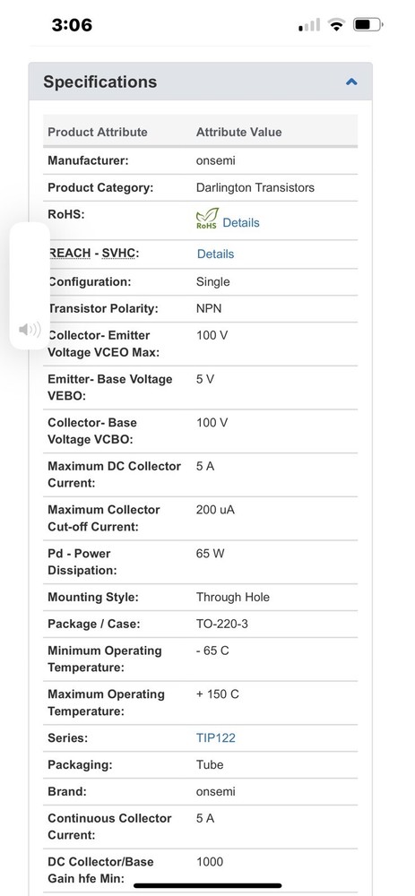 TIP122 Transistor (5 PCs) Motorola