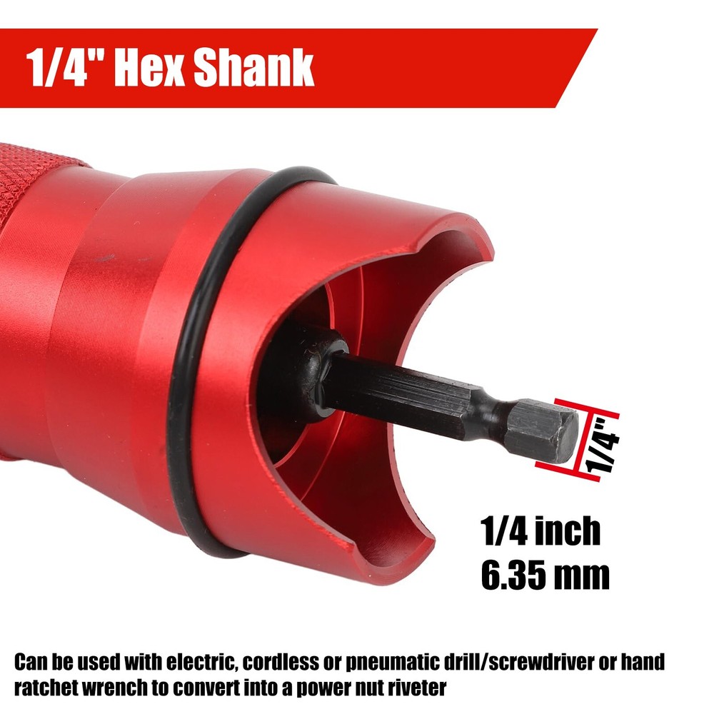 Electric Rivet Nut Gun Adaptor Insert Cordless Power Drill Tool Kit Set 150 Nuts