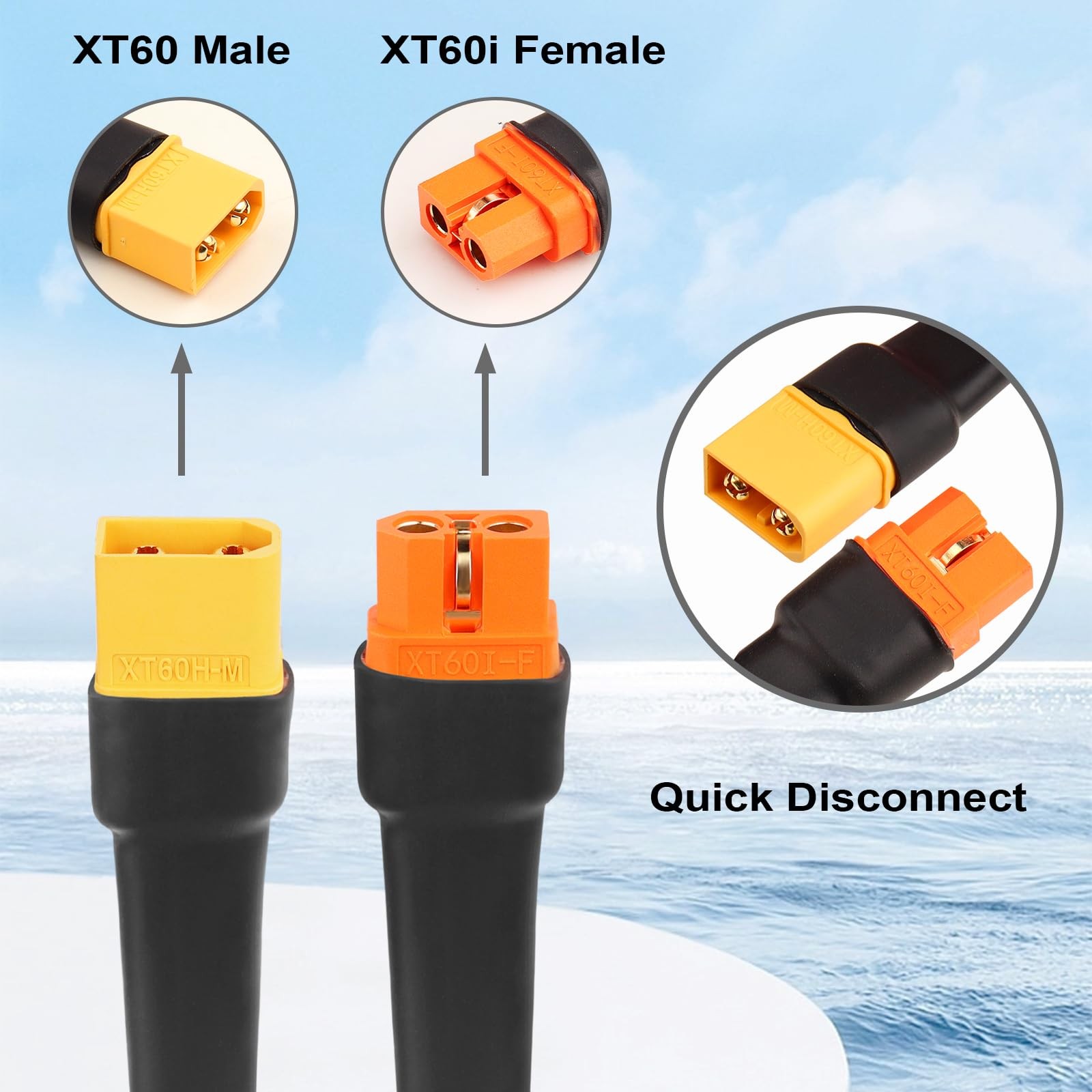 MOOKEERF XT60i to XT60 Extension Cable 10AWG 20FT Female