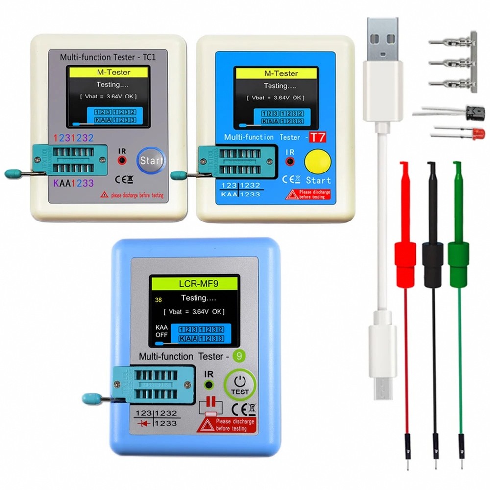 Handheld multi-function tester for resistance, capacitance, inductance, and more