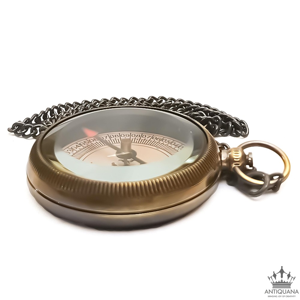 Be Strong and Courageous Engraved Compass with Authentic Leather Case Brass C...