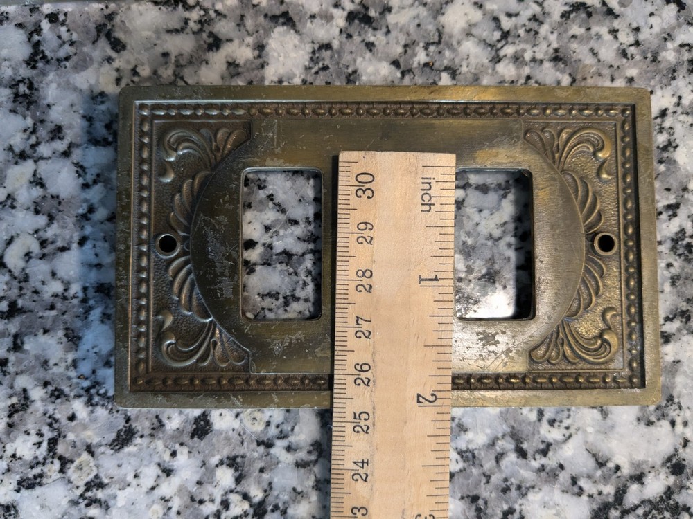 Six Solid Brass ART DECO-style LIGHT SWITCHES COVER PLATE Raised Relief