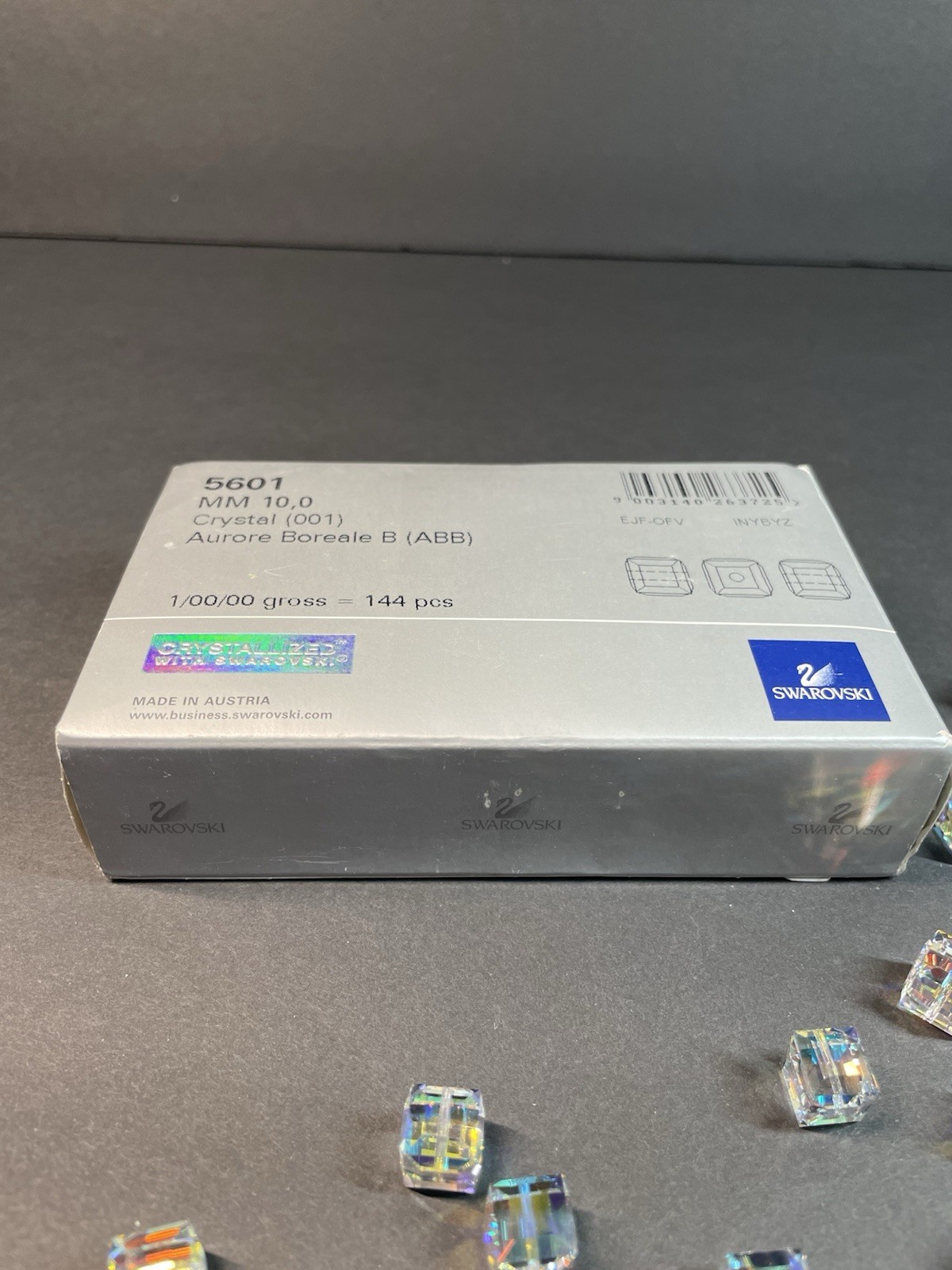 144 Factory Pack Swarovski Crystal 5601 AB Square 10mm Beads Aurora Borealis