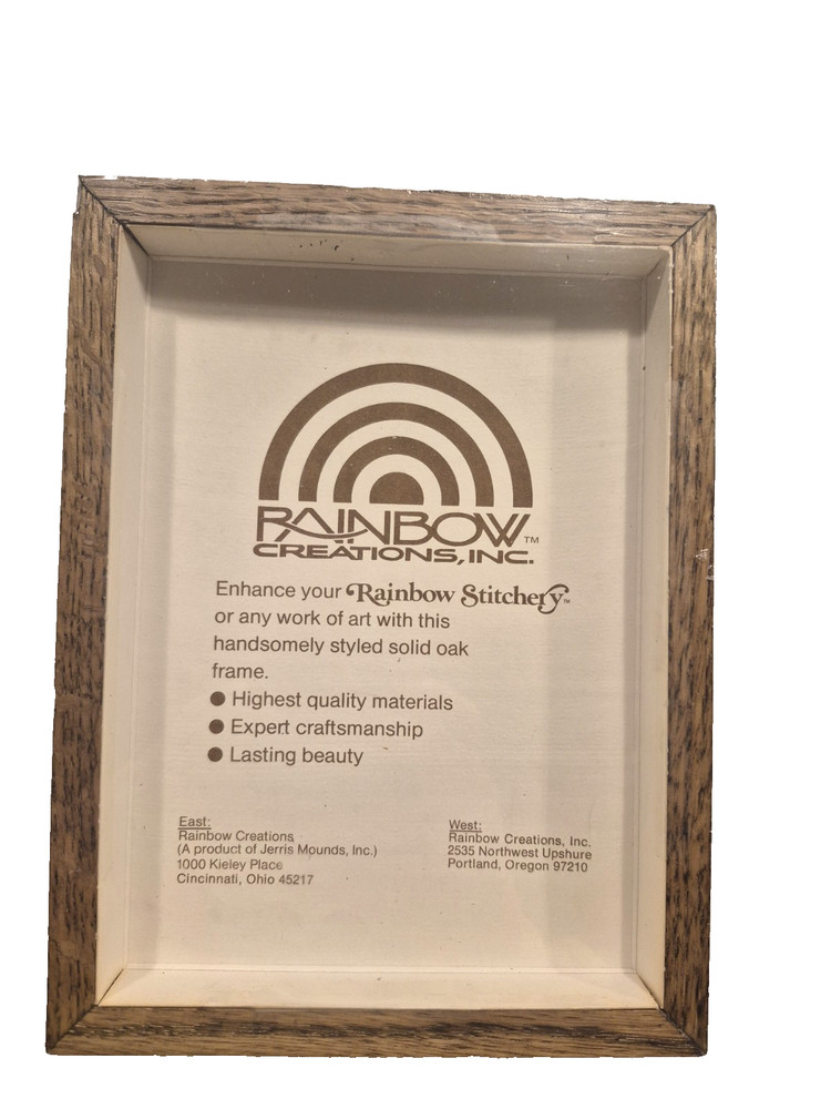 Vintage 5x7 Needlecraft Frame Only Walnut Finish Solid Oak 203-57 Rainbow Frames