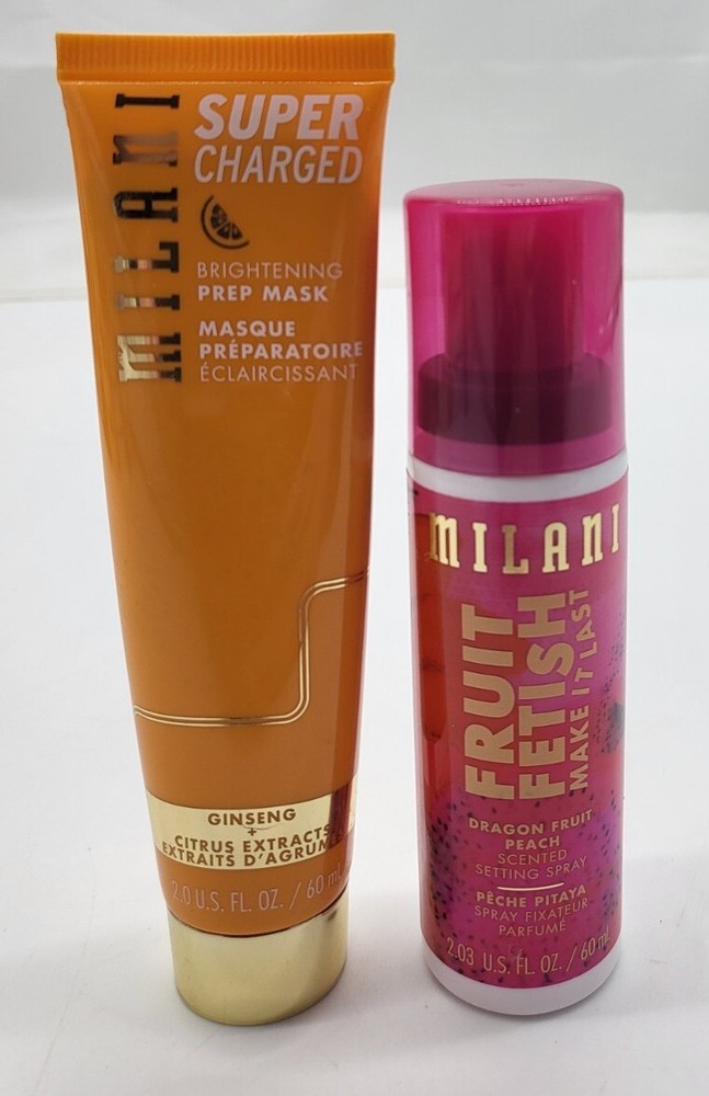 Milani BUNDLE Fruit Fetish Dragon Fruit Peach Setting Spray + Bright Prep Mask