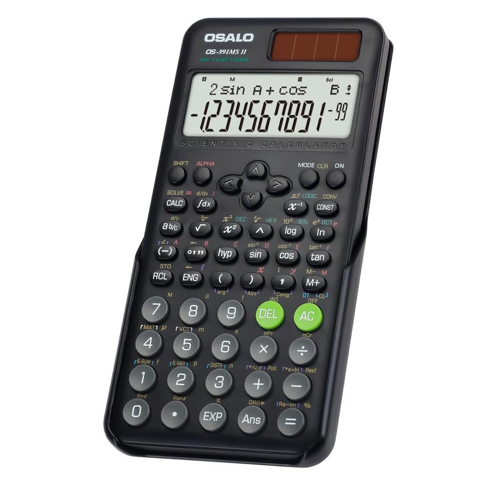 Scientific Calculator 401 Function 10+2 Digits Display Solar Battery Calculat...