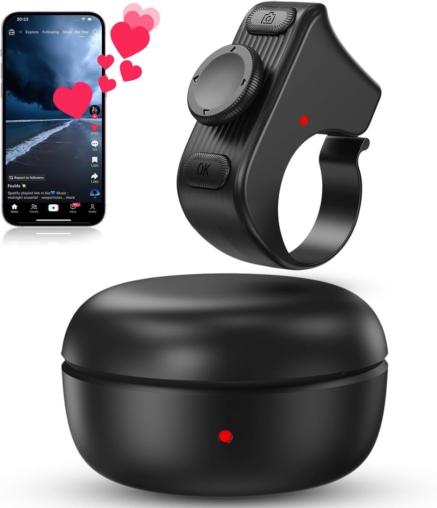 TikTok Scrolling Ring Remote Control, Camera Shutter Remote, Wireless Bluetooth