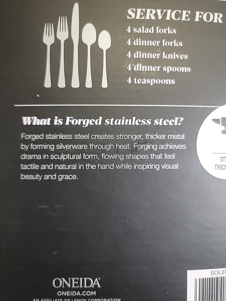 Oneida Solefield Stainless Steel Flatware Set, 20-Piece, Silverware for 4