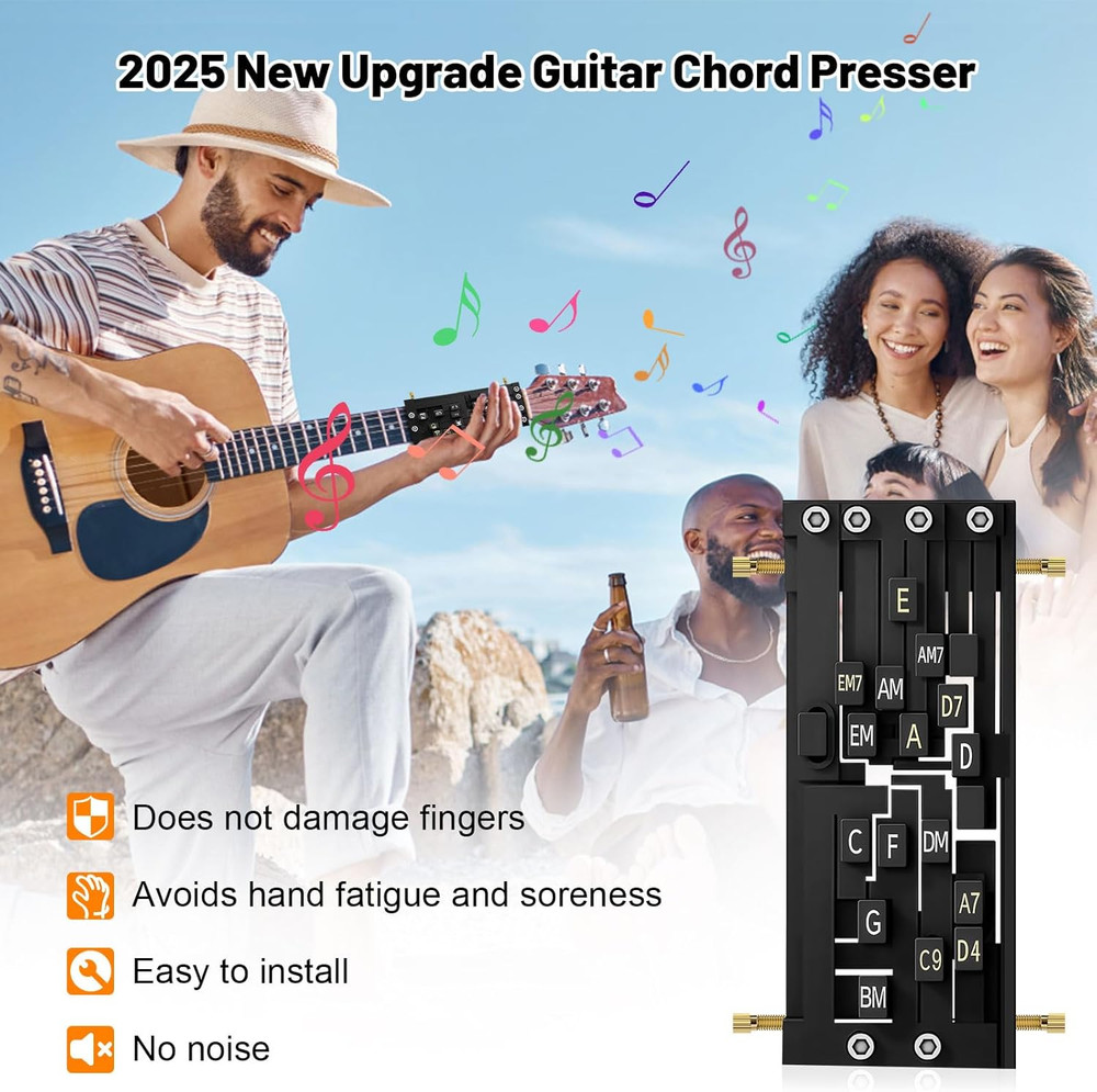 Guitar Chord Presser Aid Trainer Beginners Helper Practice Tool 6 Picks Capo Kit