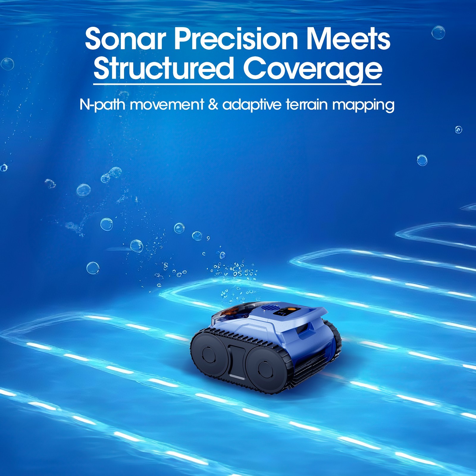 Seauto Cordless Robotic Pool Vacuum Wall Waterline Pool Cleaner with Track Drive