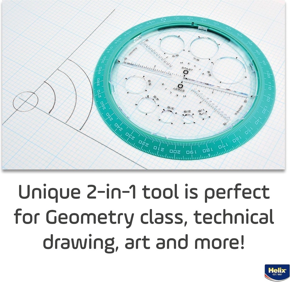 Angle and Circle Maker Protractor with Integrated Templates 6 Inch 15cm Assorted