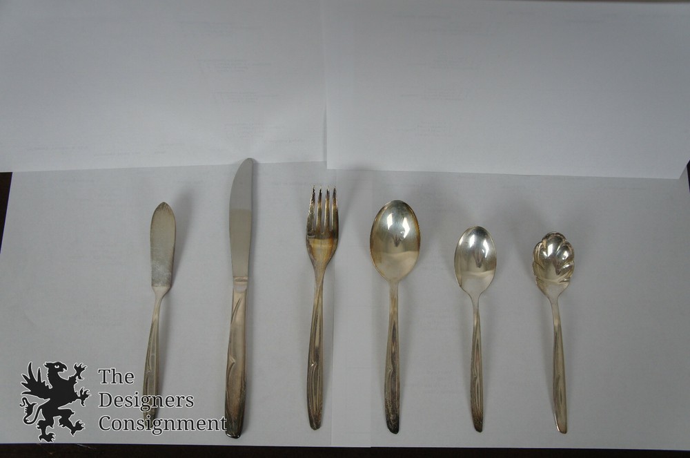 52 Piece Supreme Silverplate Flatware Set Concept Pattern Mid Century Modern
