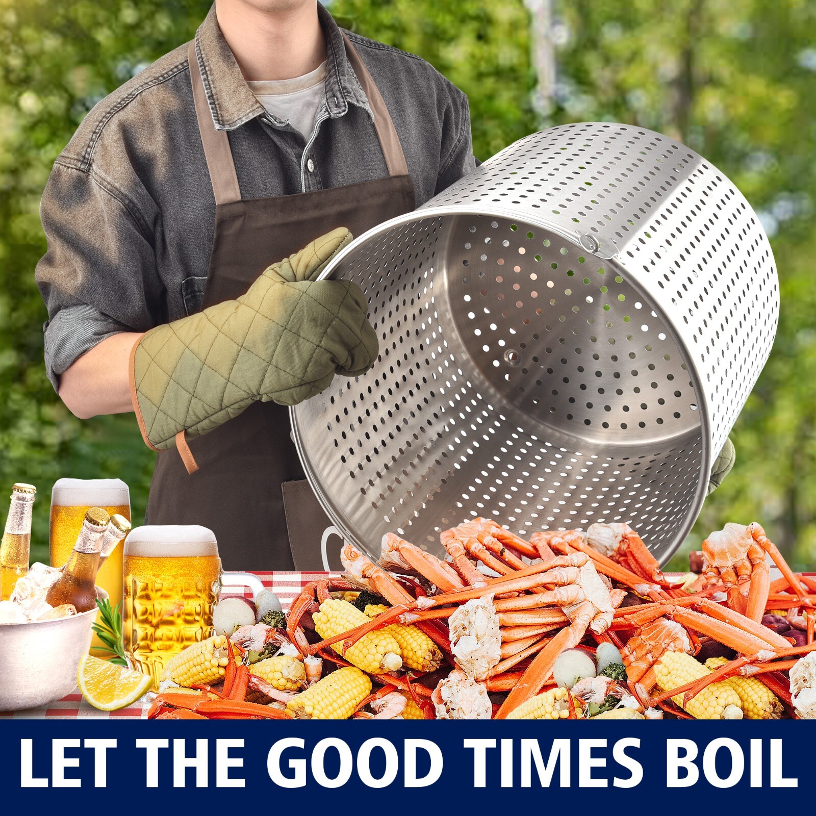 Commercial 64-100qt Crawfish Boil Stock Pot Stainless Steel Turkey Fryer