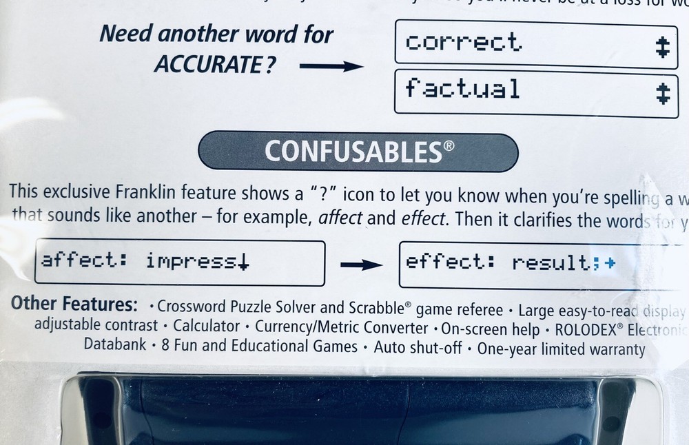 Franklin Handheld Spelling Ace Plus Thesaurus Databook Calculator SA-206Plus NIP