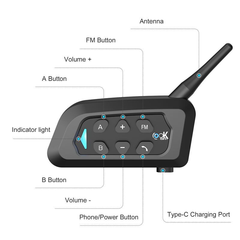 Motorcycle Helmet to Helmet 5.1 Bluetooth Intercom Headset Moto Intercomunicador