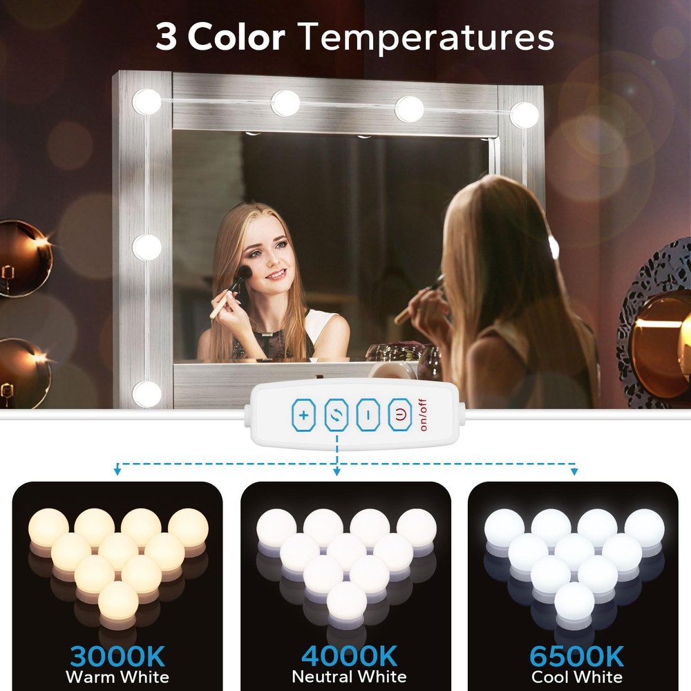 LED Vanity Lights For Mirror, Stick on 10 (White), White