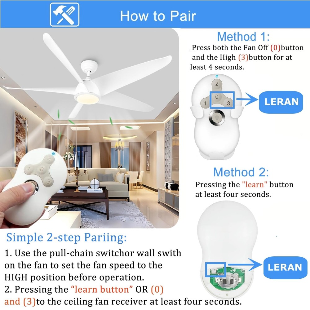 Replacement Remote for Hunter Ceiling Fan Remote Control 99122/99123, 3-Speed...