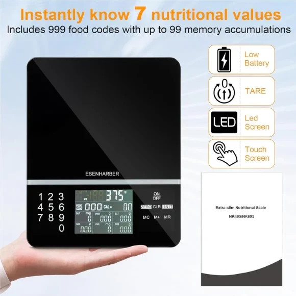 Digital Food Scale Nutritional Calculator Kitchen Weight Scale LCD Display