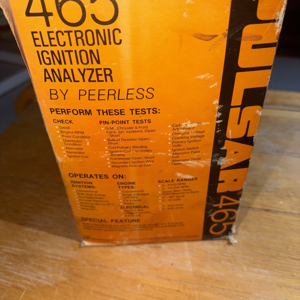 Peerless Instrument Pulsar 465 Electronic Ignition Analyzer Vintage W/box Tested