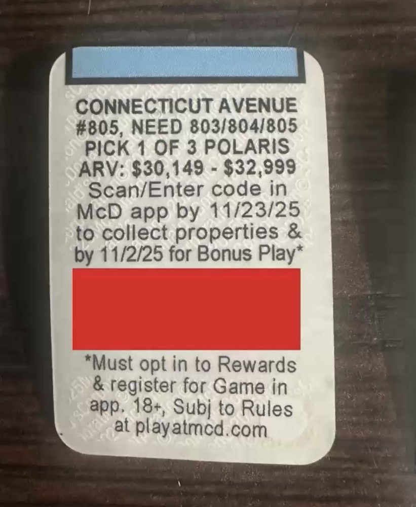McDonald’s Monopoly Game Stickers