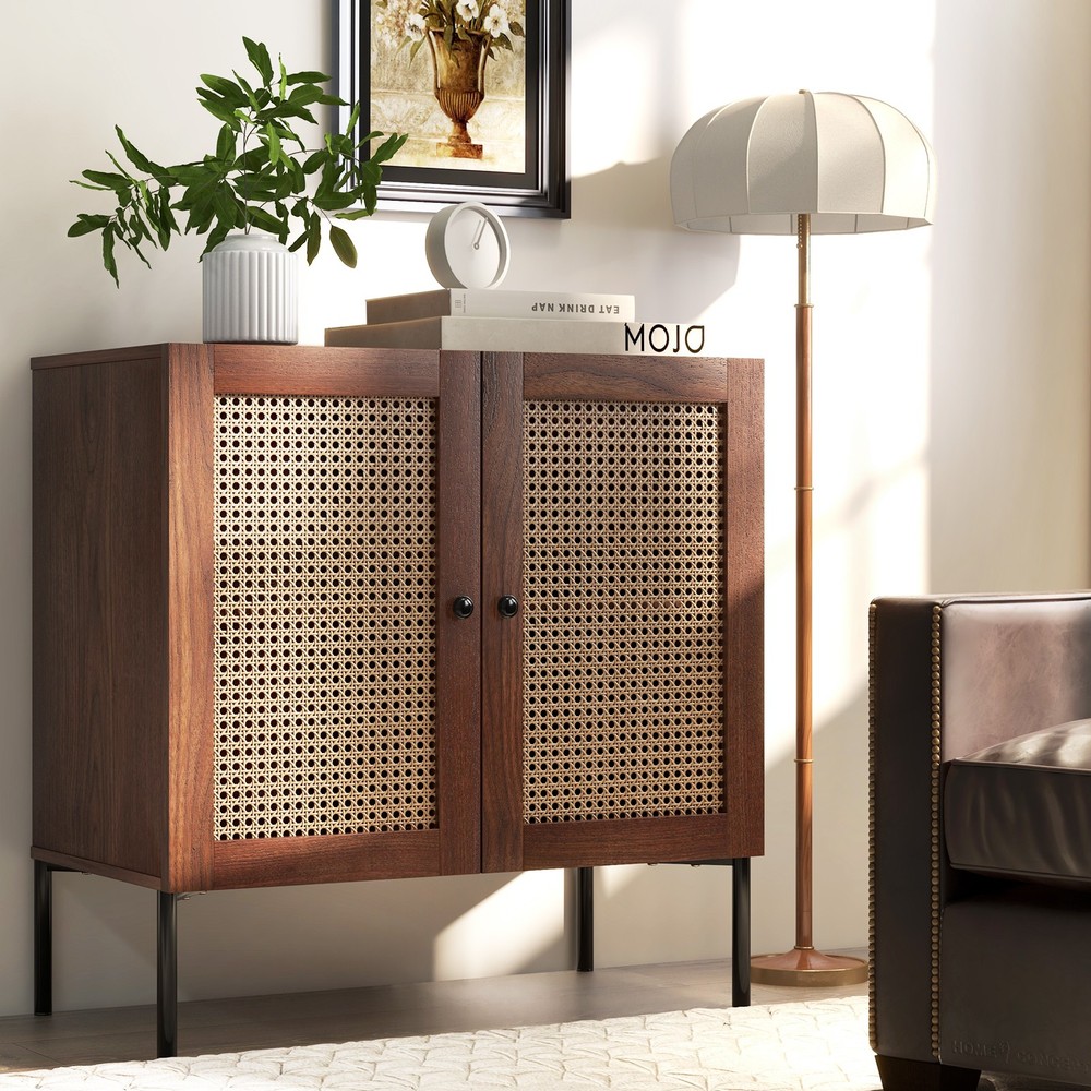 Kitchen Storage Cabinet Buffet Sideboard w/ 3-Position Adjustable Shelf Walnut