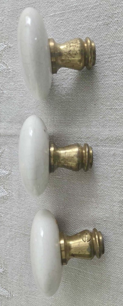 Large Antique Porcelain Door knobs Set of 3