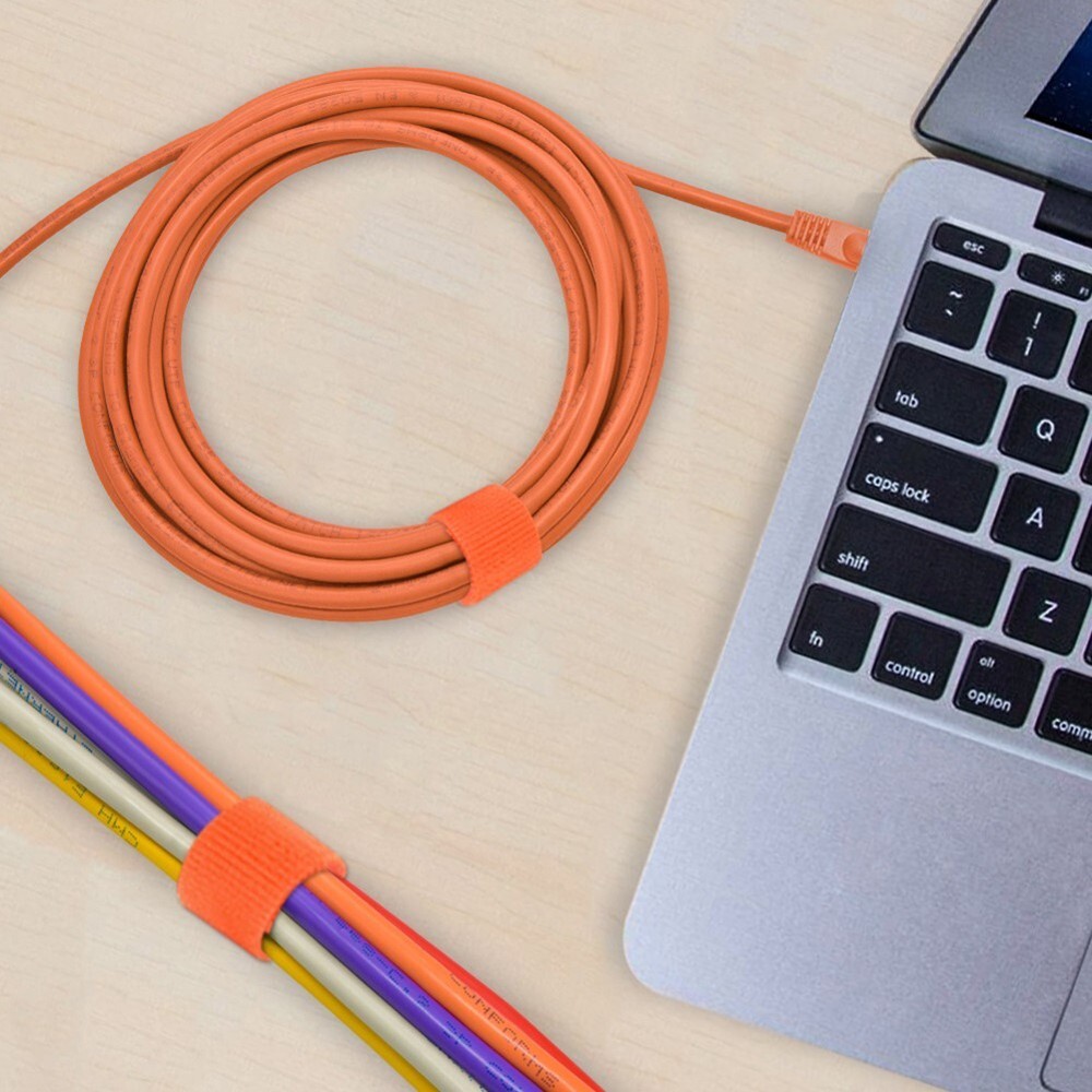 5x 50FT Roll Reusable Hook Loop Self Attaching Cable Tie Fastening Tape Orange