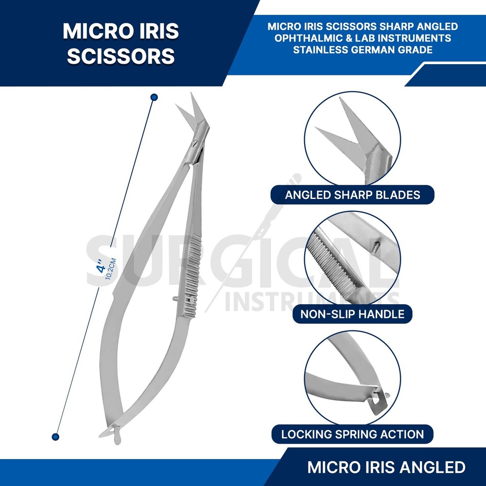 3 Pcs Micro Iris Scissors Sharp Straight Curved Angled Ophthalmic Instruments