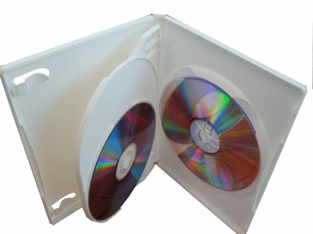 10 SLIM 14MM MULTI-3 TRIPLE DVD CASE BOXES, WITH CLIP, WHITE, PSD53