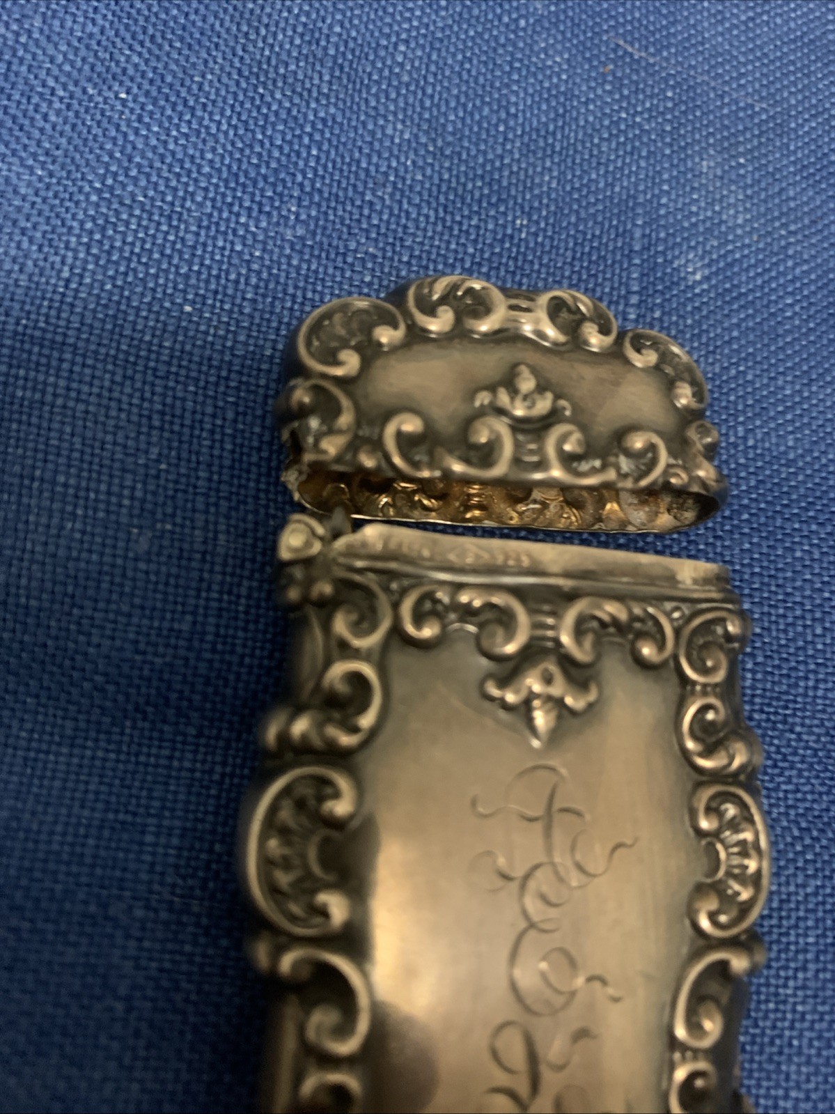 Antique Sterling Silver Match Safe Vesta Case Art Nouveau Circa 1900