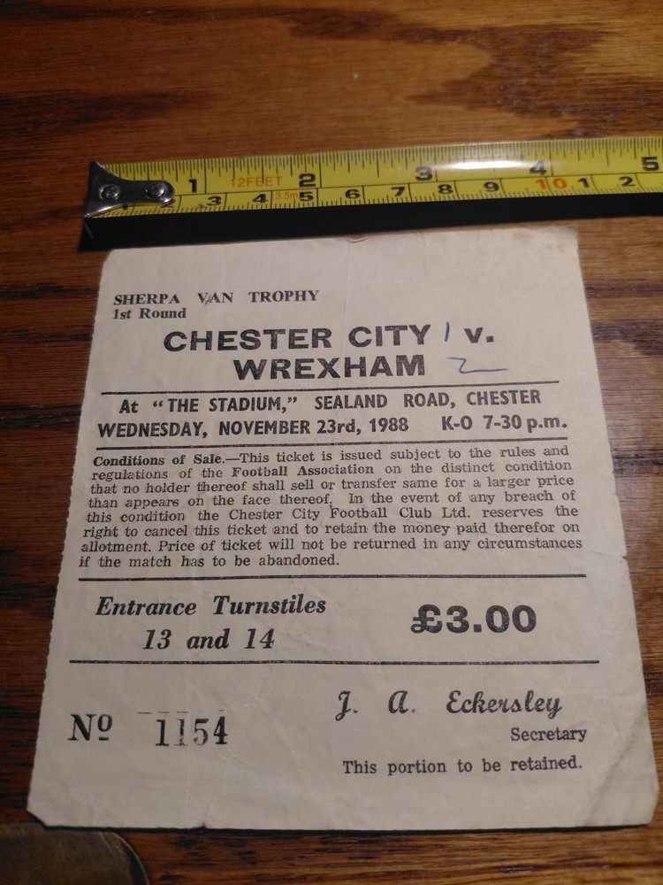 4 Wrexham Ticket Stubs/passes.