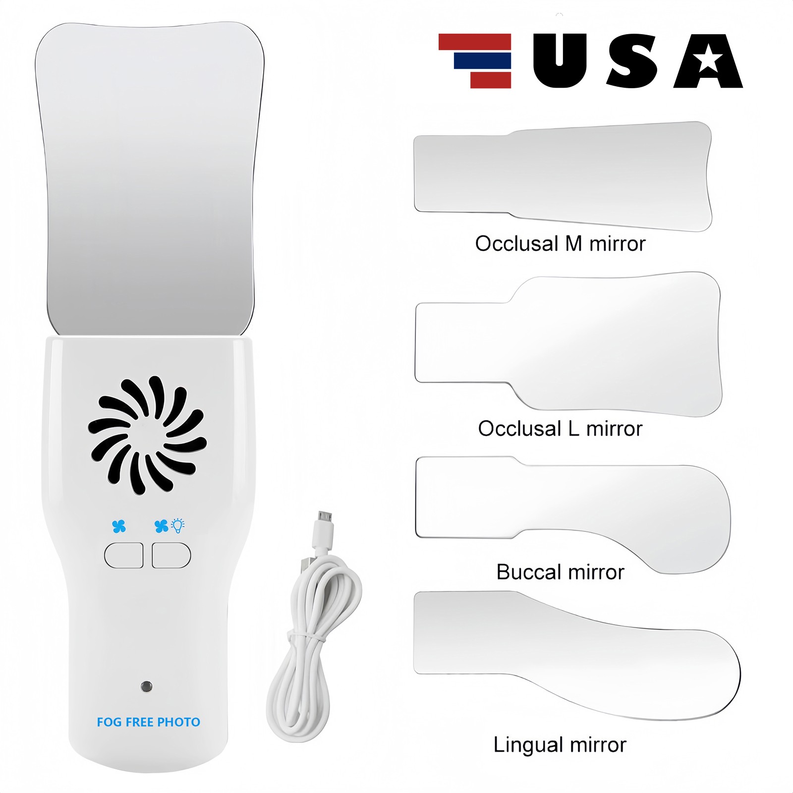 Dental Occlusal Mirror Fog Free LED Intra Oral Photo System 4 Mirrors Anti-Fog d