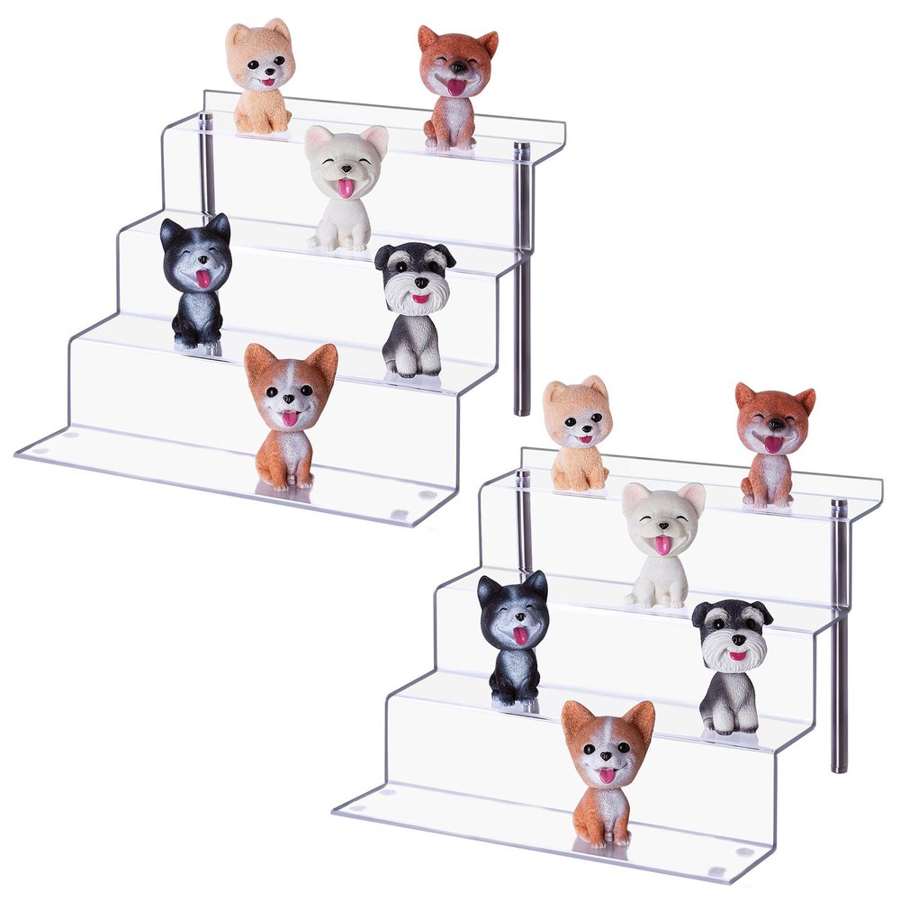 Acrylic Display Risers Shelf for Pops Figures, Clear 4-Step Display Stand for...