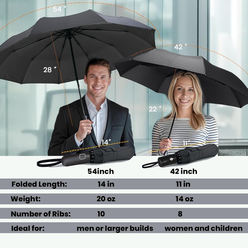 "Windproof Travel Compact Umbrella-Automatic Umbrellas for Rain-Compact Folding