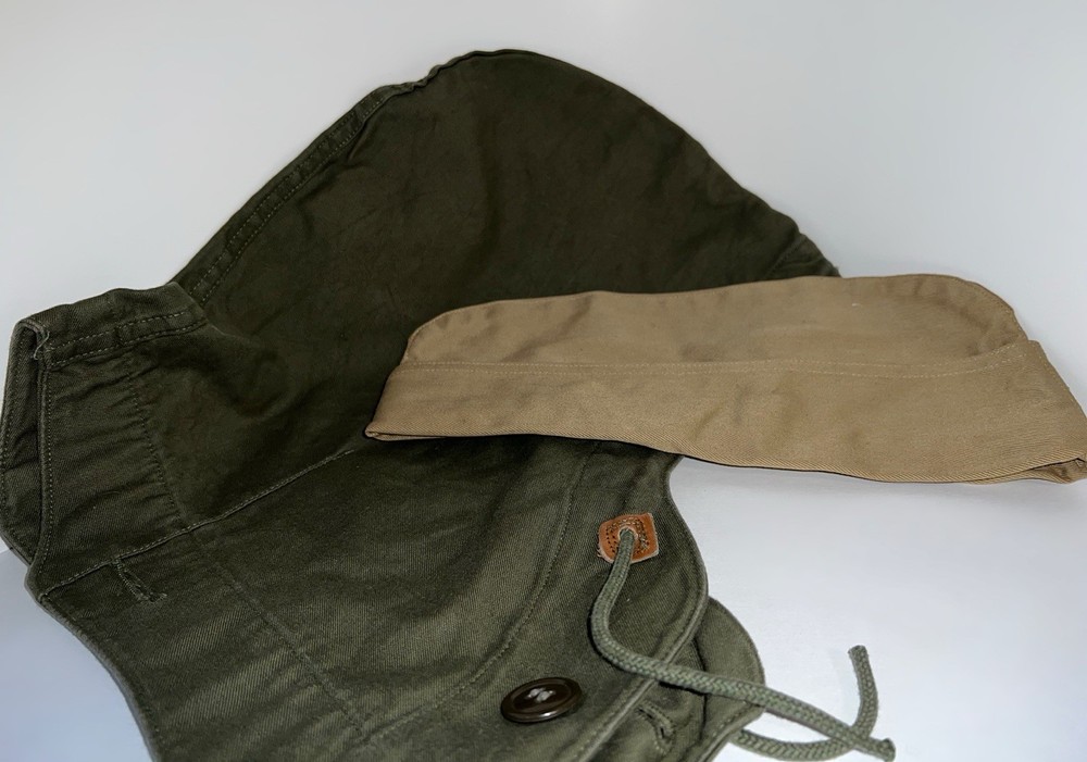 Original WWII US ARMY Khaki Garrison Hat Size 7 3/8 & Jacket Hood Field M-1943